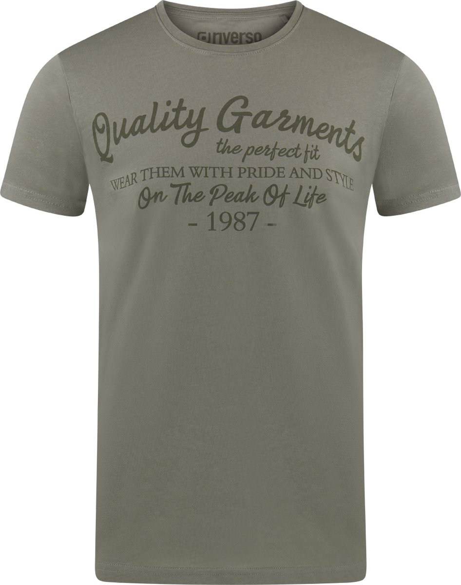 riverso Heren T-Shirt RIVLeon regular fit Groen S Ronde Hals Volwassenen - gemaakt van 100% katoen