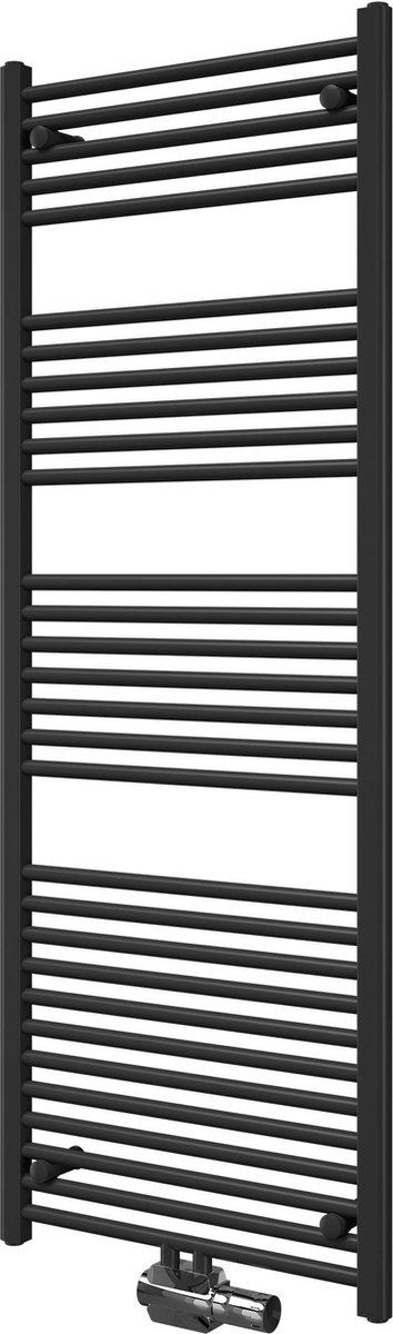 Radiatorconnect handdoekradiator zwart-recht-midden aansluiting B 500 x H 800.
