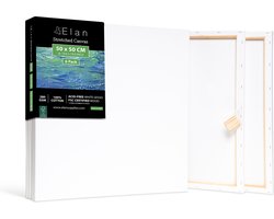 Elan Schildersdoeken 50x50 CM, 6 Stuks Canvasdoeken 50x50 CM, 100% Katoenen Canvas voor Schilderen, Stretched Canvas, Painting Canvas 50x50 CM, Pre Primed Canvas, Schilderdoek 50x50 CM