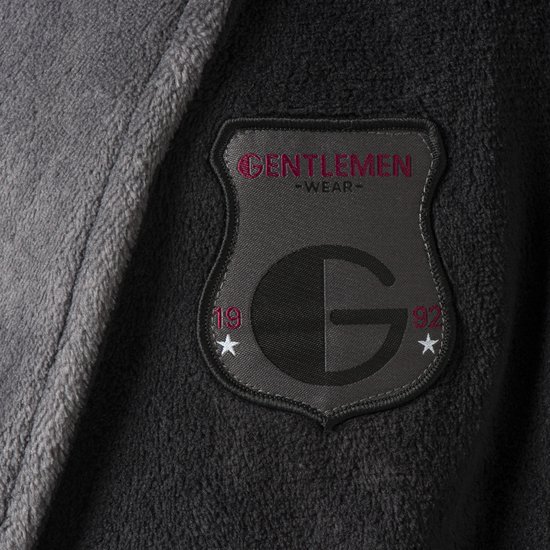 Gentlemen - heren badjas - coral fleece - zwart/grijs - XL/XXL