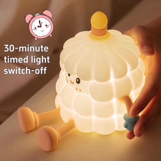 verjaardagstaart Nachtlampje-siliconen nachtlampje-dimbaar - Timer van 30 minuten-LED-nachtlampje oplaadbaar-kinderen en baby's van Merkloos — afbeelding 3