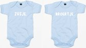 Rompertjes - Zusje & Broertje-Dusty Blue-6-12 Maanden