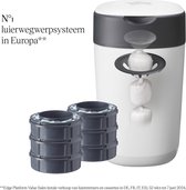 Tommee Tippee Twist & Click luieremmer starterset, 6 navullingen (cassettes) met meerlaags antibacterieel folie, 100% gerecycled frame, wit