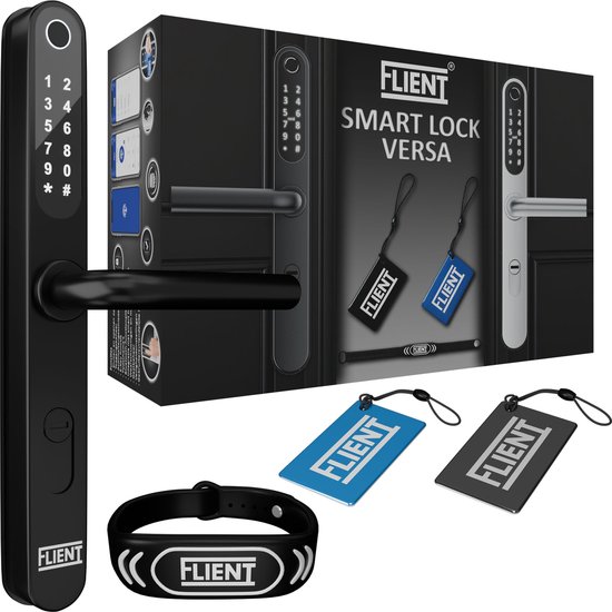 Flient Smart Lock Versa – deurslot met vingerafdruk – zwart/RVS