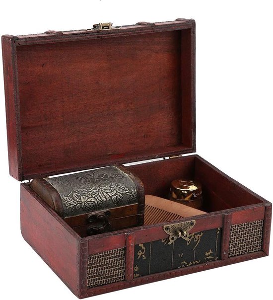 Vintage opbergdoos Antieke levende goederen Organizer Vintage houten sieraden opbergdoos voor kaartsieraden of decoratie
