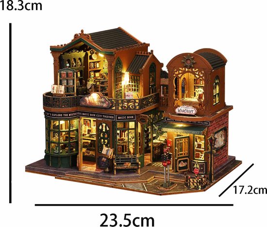 MiniCity Book Nook Bouwpakket – 3D Miniatuur Poppenhuis Boekenhoek Met LED-verlichting, Seasons Café Thema Robotime Book Nook