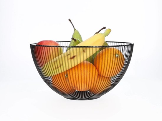 QUVIO Fruitschaal rond van metaal / Draad fruitmand / Diameter 25 cm - Zwart