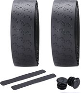 BBB Cycling Stuurlint Racefiets - Beste Grip en Schokabsorptie - Lengte: 200cm - Dikte: 2.5mm - Inclusief Stuurdoppen - Zwart - UltraRibbon Gel Stuurtape BHT-15G