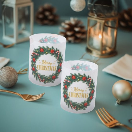 Eizook Set 4 Kerst Feestdagen Windlicht - Kaarzen - Waxinelichtjes - Sfeervol - Kerstmis