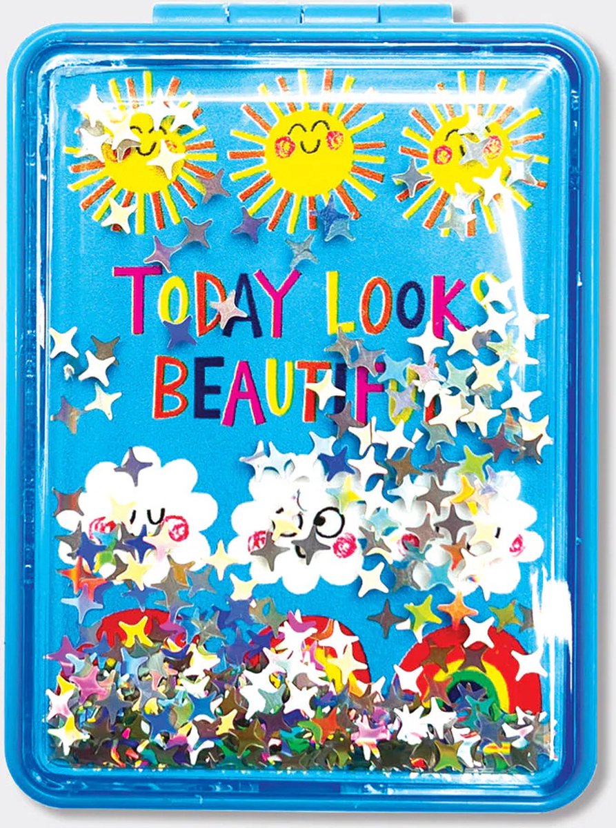 Goedkoopste Spiegeltje Today Looks Beautiful - Spiegeltje met Glitters - Meisjes Speelgoed - Spiegeltje Meisje - Handspiegel - Zakspiegel - Make Up Meisje - Make Up Kind - Make Up Meisjes - Cadeautje Meisje - Make Up Meisjes 8 jaar - Spiegeltje Meisje