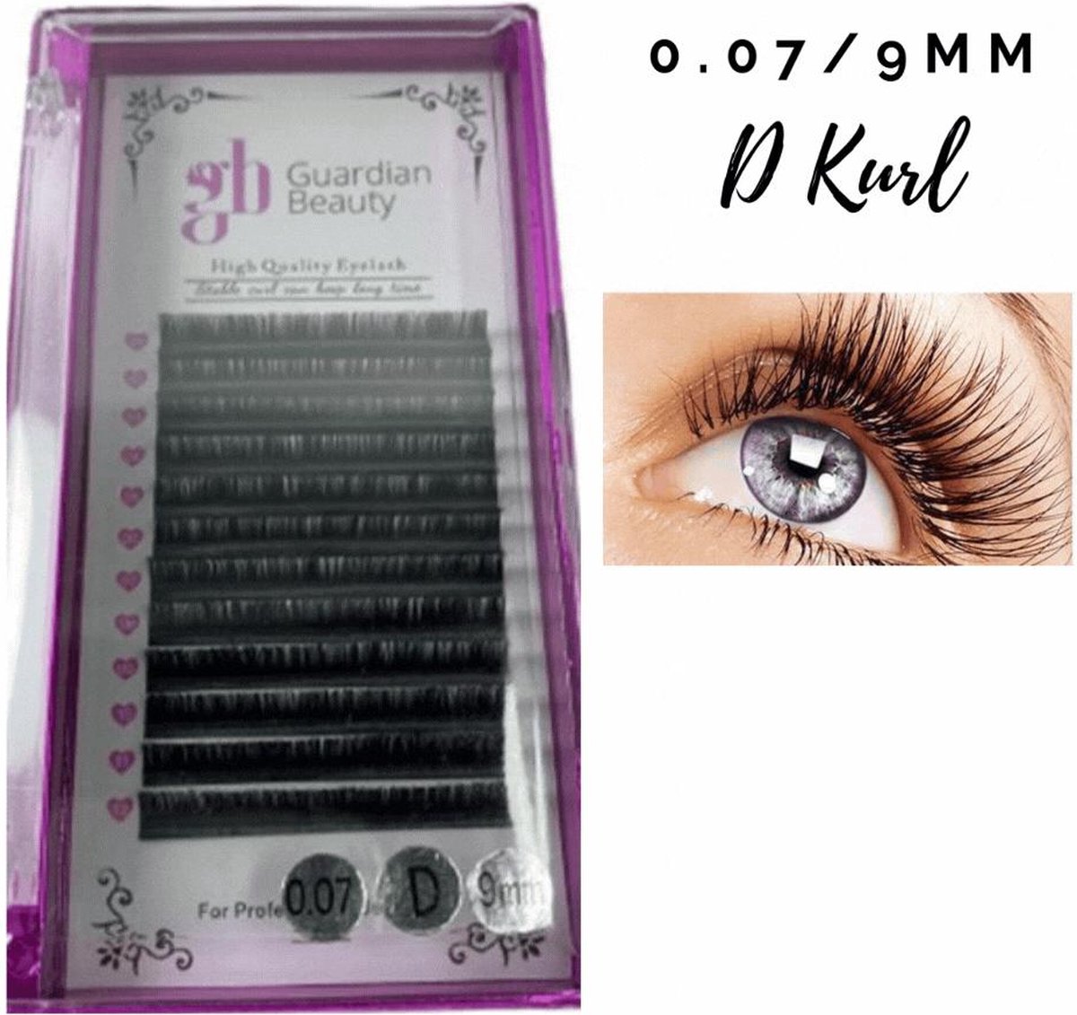 Guardian Beauty Wimpers Extensions - 9mm - 0.07 D Krul