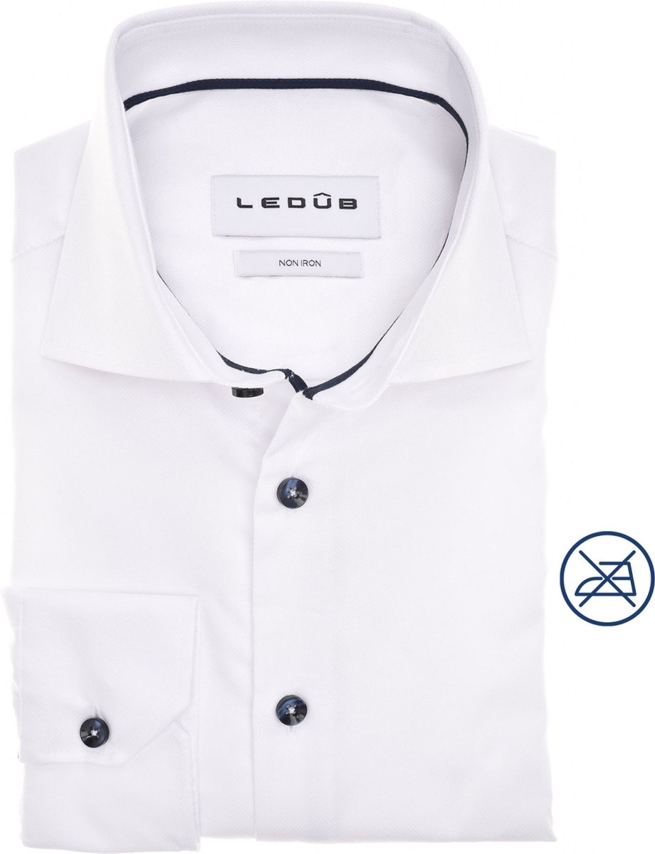Ledûb overhemd modern fit wit mouwlengte 7