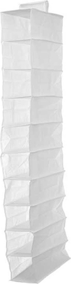 Kipit Kledingkast organizer - 10 vaks - wit - 15 x 28 x 118 cm - ruimtebesparend/hangend