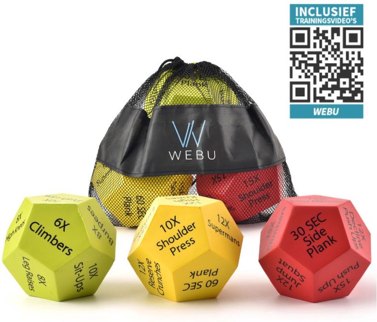 WEBU Workout Dobbelstenen + Bodyweight, Dumbbell, Weerstandsband en Kettlebell Workout Kaarten | Incl. Trainingsvideo's - Fitness - Crossfit - Thuis Sporten - Krachttraining - Yoga - Weerstandsbanden – foto 6