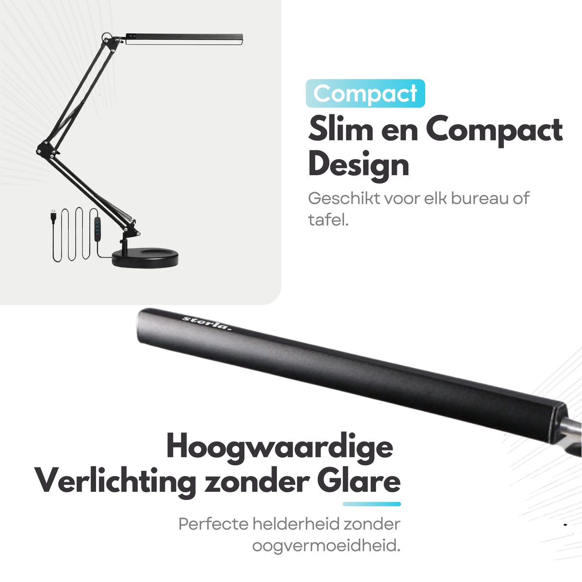Sterla Verstelbare LED Bureaulamp - 3 Lichtstanden - Met Poot thumbnail 4