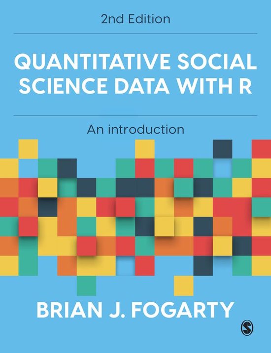 Boek 'Quantitative Social Science Data with R', 2e editie, met kleurrijke, abstracte blokken op de omslag.