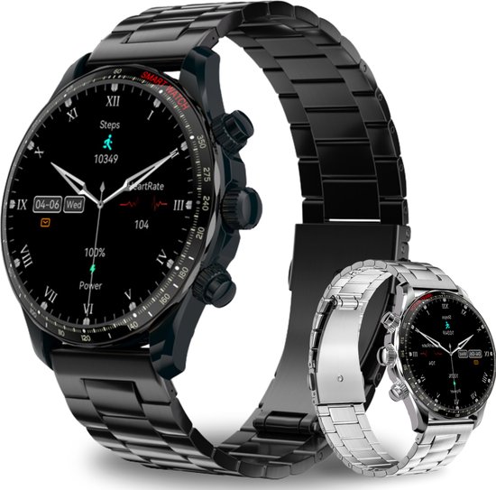 FOXLY Smartwatch M68 Touch screen - 45mm - IP67 Waterdicht - Android - iOS - Heren & Dames - Zwart