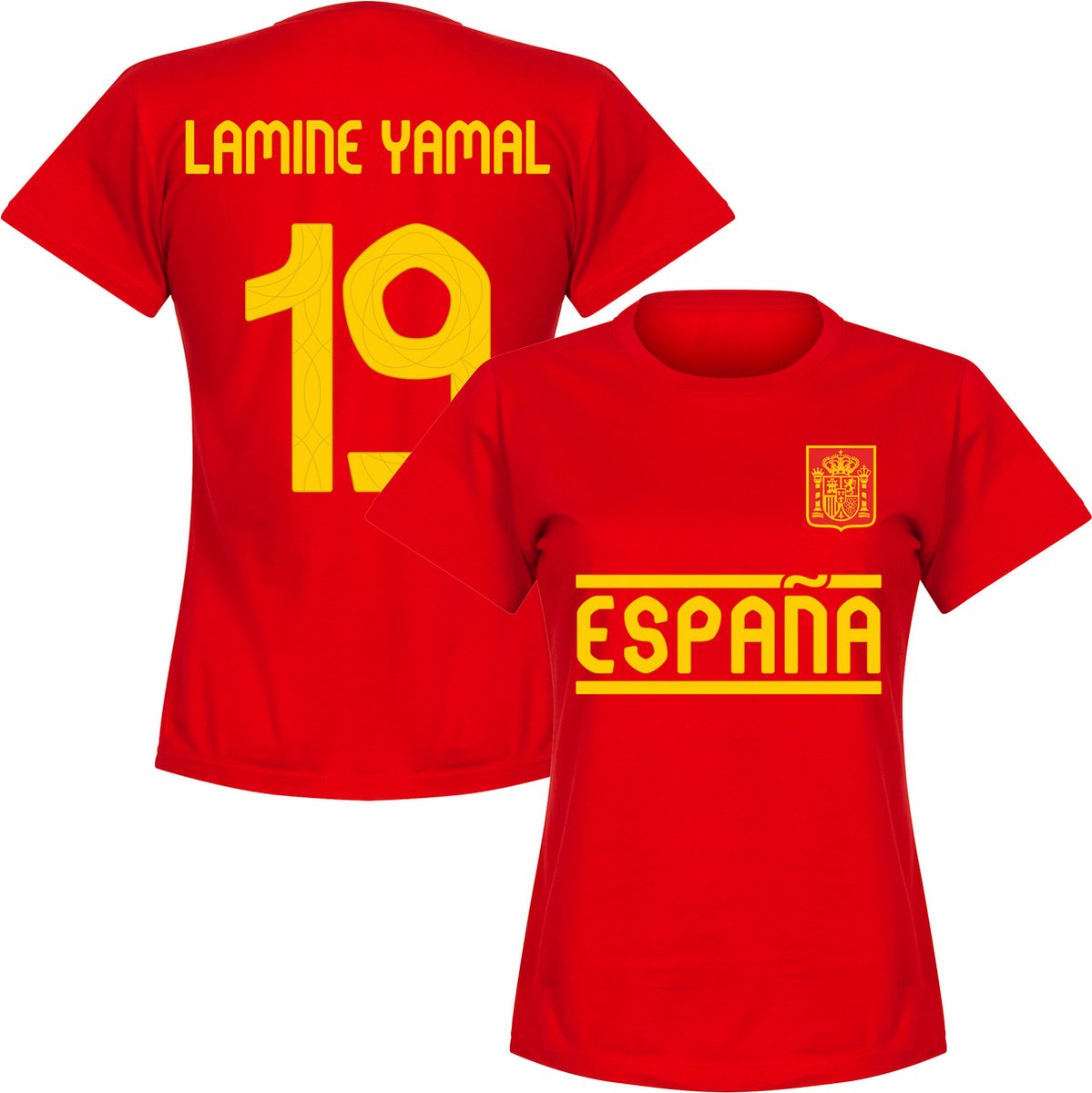 Spanje Lamine Yamal Dames Team T-Shirt - Rood - XXL