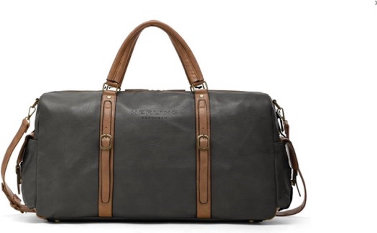 Tas - Reistas - Weekendtas - Sporttas - Luiertas - Herling - Wilder - Antraciet / Koffie bruin - Vintage stijl - Groot