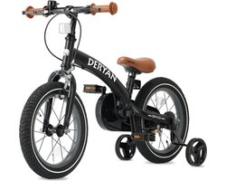Deryan Luxe Kinderfiets 14 inch - 3 in 1 - loopfiets - Zwart