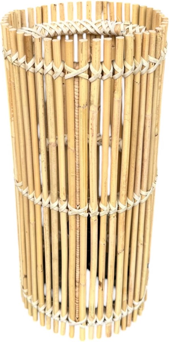 Rotan Lamp Cilinder - 18xH40 cm - tafellamp - vloerlamp - Naturel