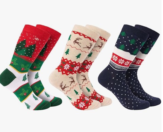 Foto: Brubaker 3 paar kerstsokken grappige sokken met kerstmotieven katoen heren en dames cadeau kerstmis uniseks maat 41 45