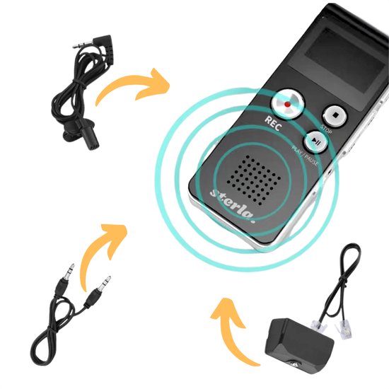 4in1 Voice Recorder - Oplaadbaar - Compacte en Veelzijdige Audio-oplossing voor Professioneel Gebruik - Inclusief Externe microfoon