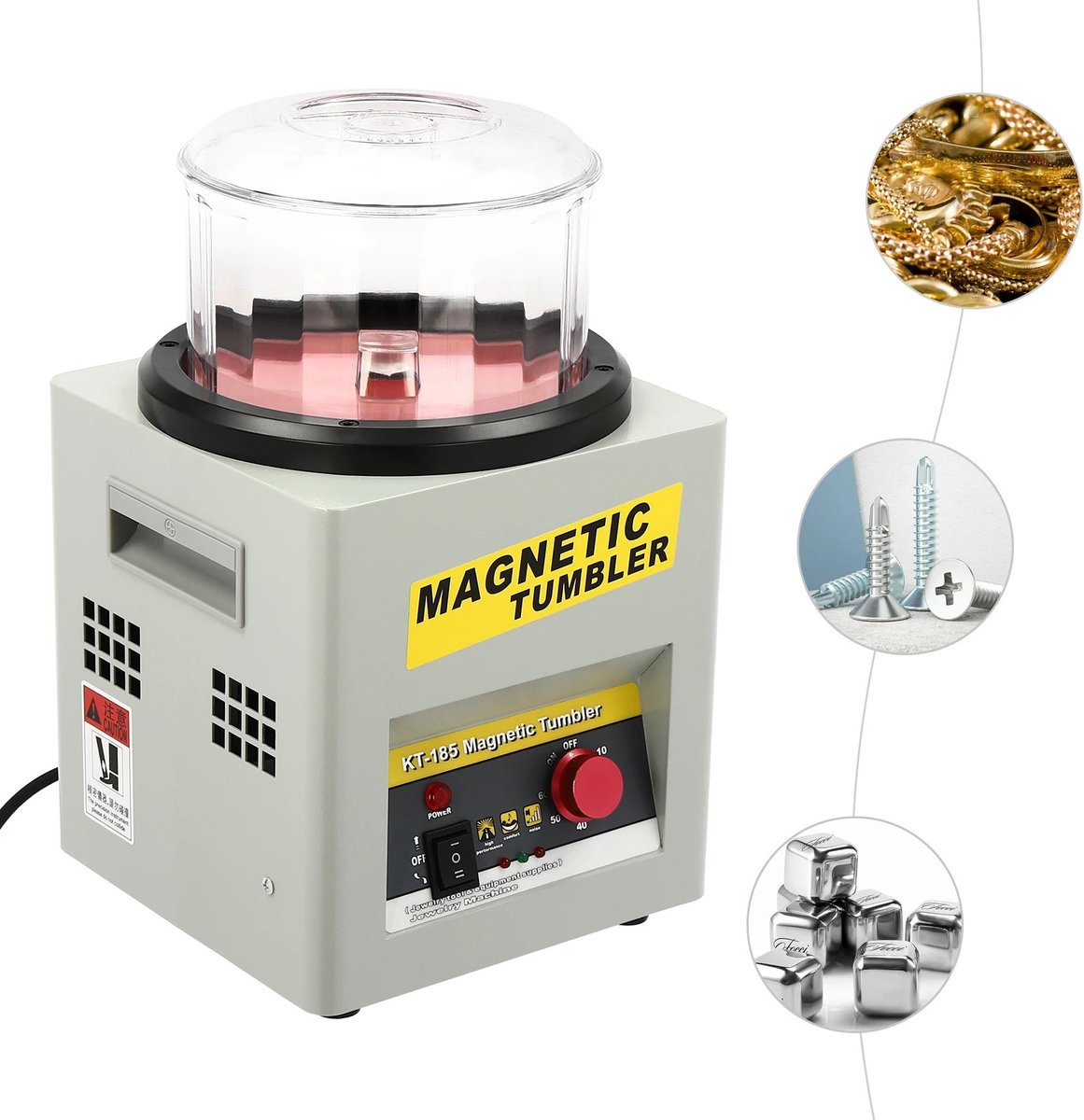 Mygroot - Polijstmachine - 230V - 0.25kw - Polijstmachine Schuurmachine - Sierraden - Met Antislip Pads - Magnetischer Tumbler.