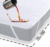 Protège matelas imperméable 70x190 - Protège matelas lavable - Respirant - Surface coton - Couvre matelas imperméable antibactérien avec 4 élastiques de Liserés - 100% imperméable - Protège matelas Incontinence 70x190 cm