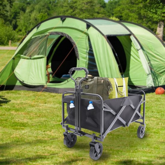 Mygroot - Strandwagen - Bolderkar - Opvouwbaar strandwagen - Fleshouder - Hondenwagen - Draaibare brede wielen - 80 kg belastbaar. — afbeelding 3