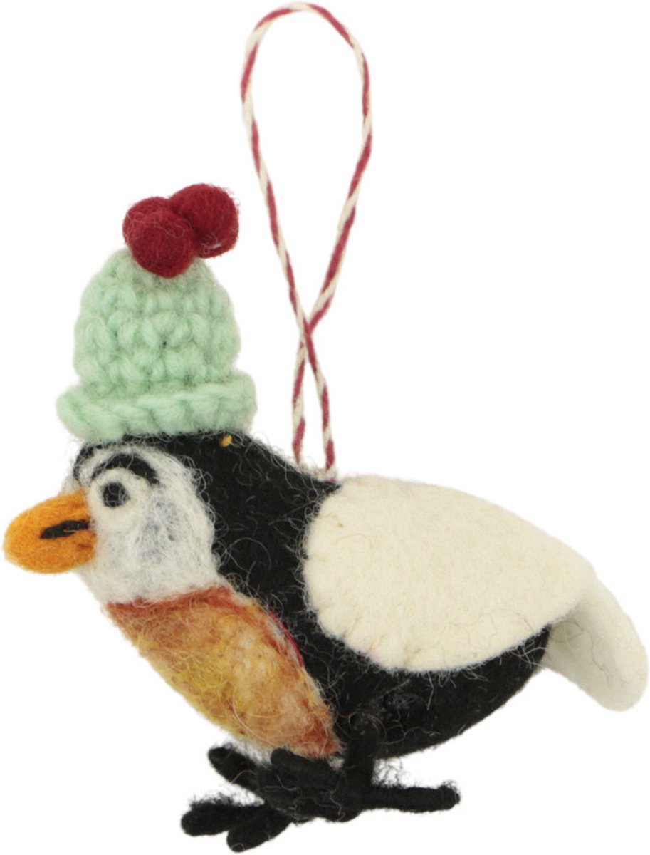 Ornament vilt kerst vogel muts turquoise