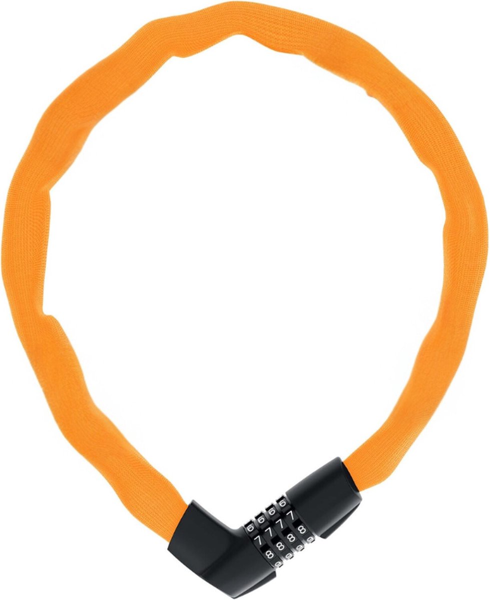 Kettingslot Tresor 1385 Cijferslot Van Gehard Staal 7 mm Dikke Vierkante Ketting Veiligheidsniveau 7 85 cm Oranje