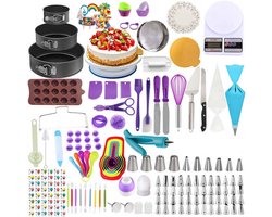 LotaHome - Taart en Cake Decoratie Set - 412 Delig - Met Weegschaal - Bakset - Complete Set - Cadeau - Taart Bakken Accessoire Set - Taartversiering - RVS Spuitmondjes - Taart Draaiplateau - Taartvormen - Glaceermessen - Luxe Geschenk Verpakking