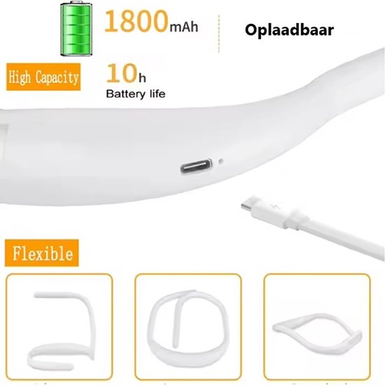 [Flexpert] [leeslampje voor boek] [nek leeslampje oplaadbaar] [wit] — afbeelding 2