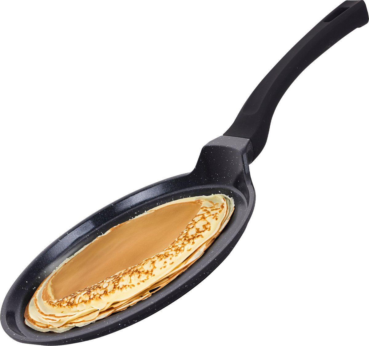 Pannenkoekenpan inductie PFAS vrij - Pannenkoekpan - Crêpepan - Pancake pan- Marmeren coating - Inductie - 26cm - Zwart