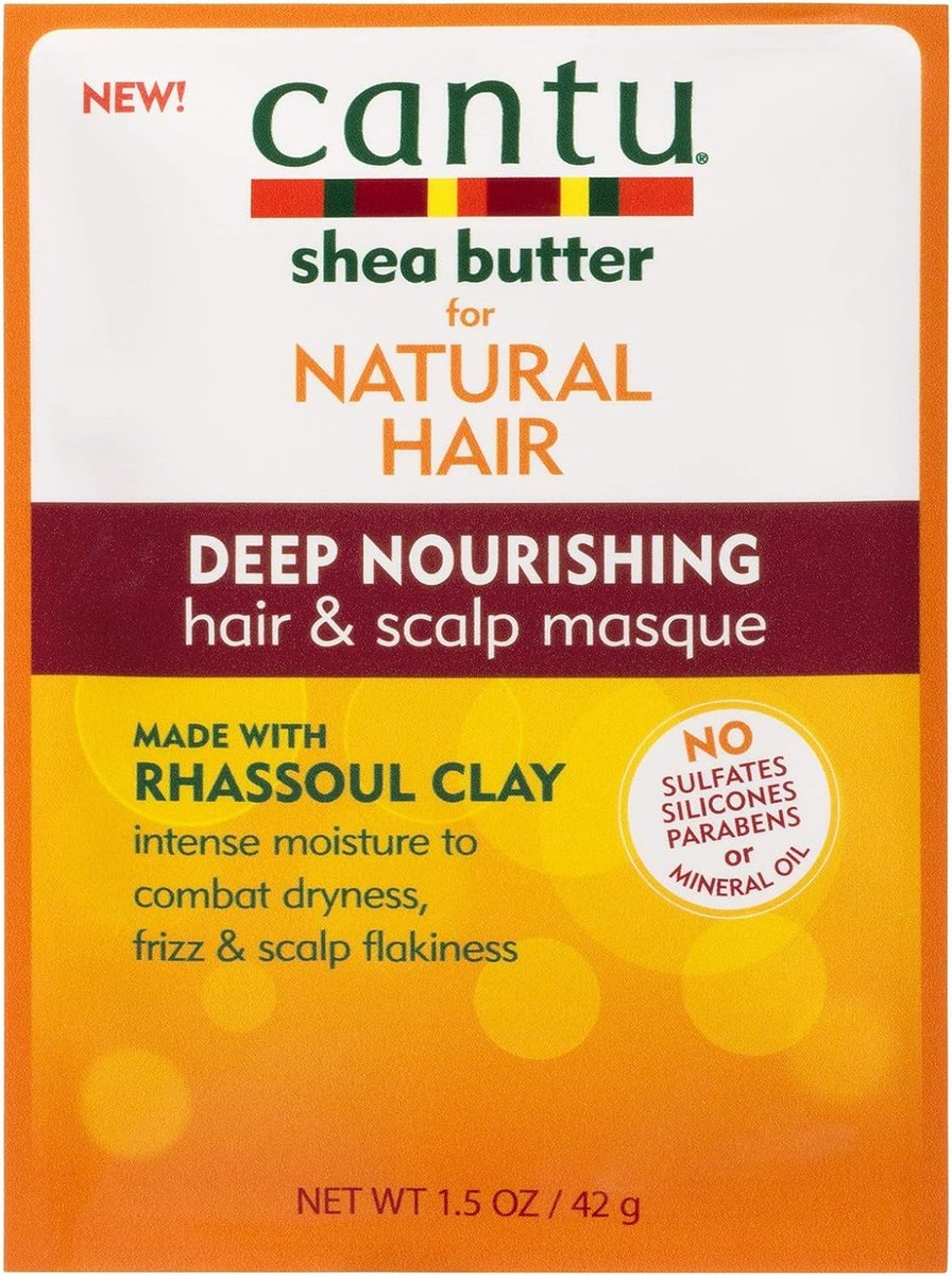 Cantu Natural Hair Deep Nourishing Hair & scalp masque 1.5oz 42g Made with Rhassoul Clay