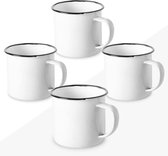Set geëmailleerde mokken, 12 oz koffie/thee/warm/koude dranken | retro design effen kleuren | vintage camping, picknick of reisbekers | Lichtgewicht, draagbaar en herbruikbaar