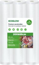 Ecoglow Rouleaux sous vide 3 pièces - 20x600 cm - Sacs sous vide pour Nourriture - Sans BPA et recyclables