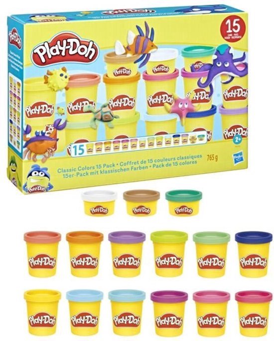 Play-Doh Doos met 15 klassieke kleurenpotten van boetseerklei, voor kinderen