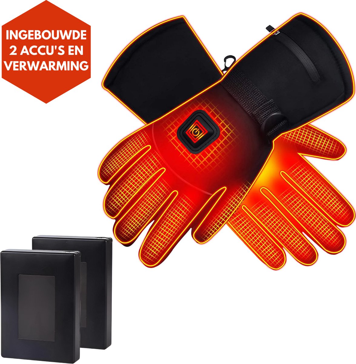 JustValue Verwarmde Handschoenen – 3 Standen – Maat L OneSize - Elektrische 5000mAh – Water- en Windafstotend – Touchscreen – Heren – Zwart