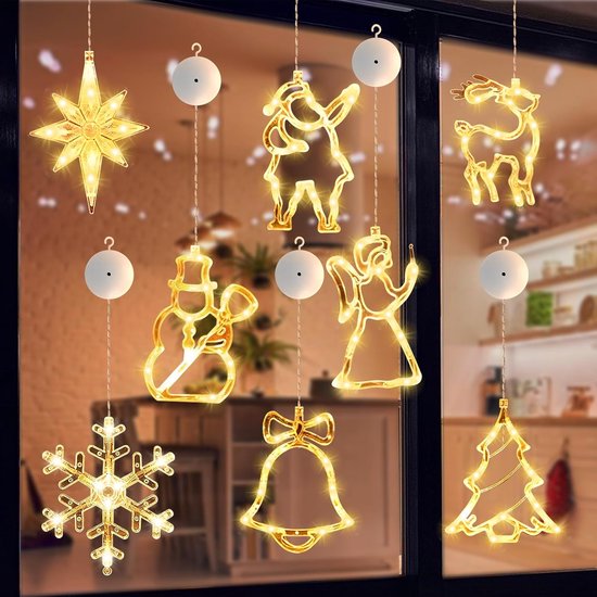 Jsdoin Kerst Raamverlichting 3,5 M LED Sterren Maan