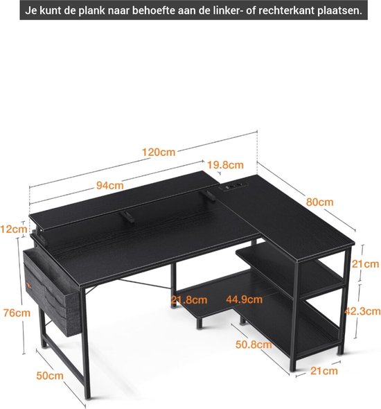 Hoekbureau 180x160cm met rechte hoek Quad4