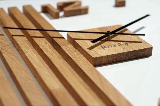 3D wandklokken DIY hout eiken lamellen groot 60 cm 3D wandklok modern design eco muursticker decoratie klokken voor kantoor woonkamer slaapkamer decoratief artikel kwartsklok (zwarte wijzers
