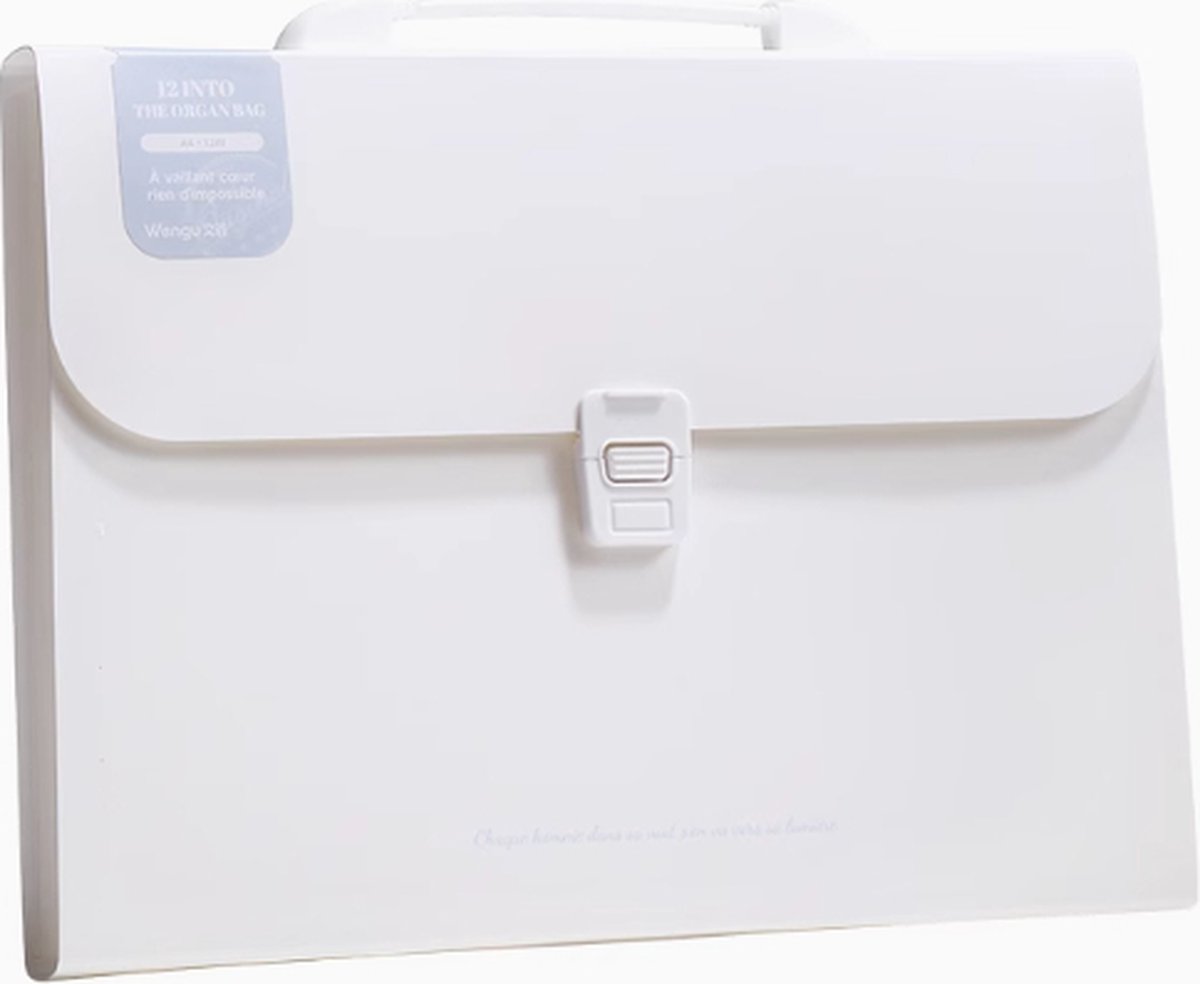 SUMOH® Documentmap dossiermap A4 vergrendelkop en handvat, accordeon Bill/papier/document/ontvangst Organizer mappen 13 vakken, met handvat voor school, kantoor, thuis Klembord (1pc) Off-White