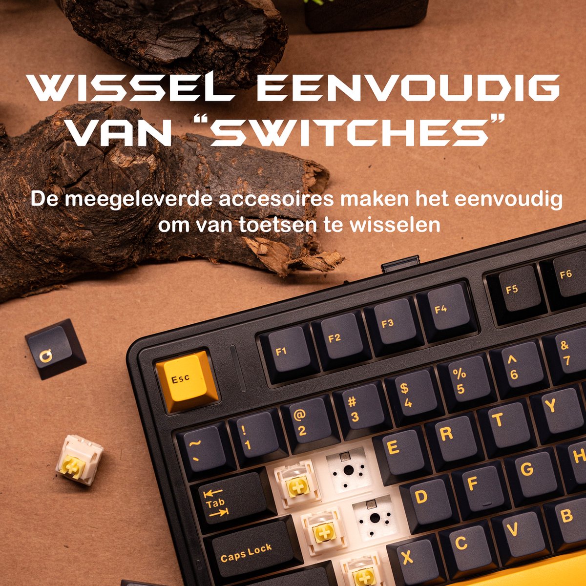 EPOMAKER x AULA F75 - Zwart - Mechanisch Draadloos Toetsenbord - 75% - QWERTY - Gaming Keyboard - Reaper Switch thumbnail 3