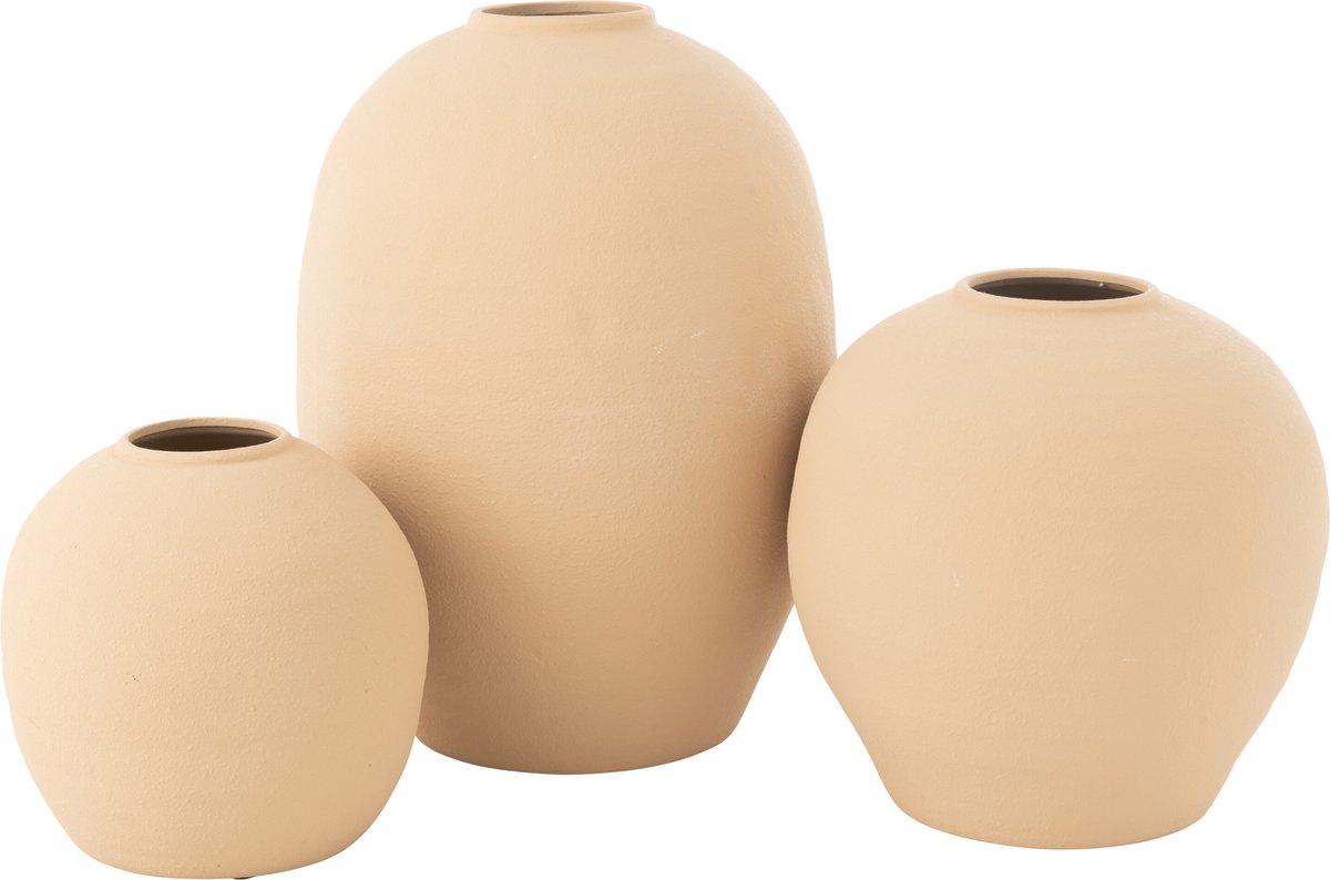 J-Line vaas Cassia Ovaal - keramiek - beige - Ø 39 cm