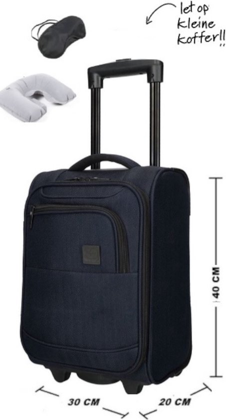 KLM & Transavia Handbagage Koffer 40x30x20 cm - Underseater Koffer - Air France / Turkish Airlines / British Airways / Finnair / SAS / TAP - Navy - Let op Extra klein !!