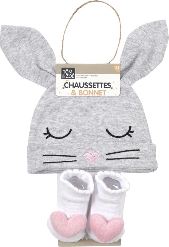 Tom en Zoe - Baby sokjes met mutsje - Hart - 0 tot 6 maand - Geschenkset - meisjes van Tom en Zoe — afbeelding 3