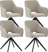 Bol.com Colenis® - Emma Eetkamerstoel - Set Van 4 - Beige - Bouclé Stof - Met armleuning - Stoel aanbieding