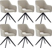 Bol.com Colenis® - Emma Eetkamerstoel - Set Van 6 - Beige - Bouclé Stof - Met armleuning - Stoel aanbieding